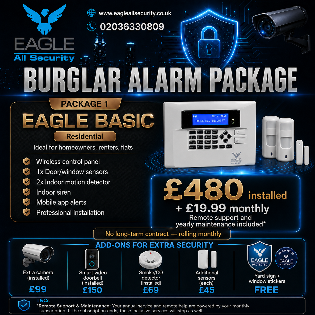 Eagle Basic burglar alarm package — Residential